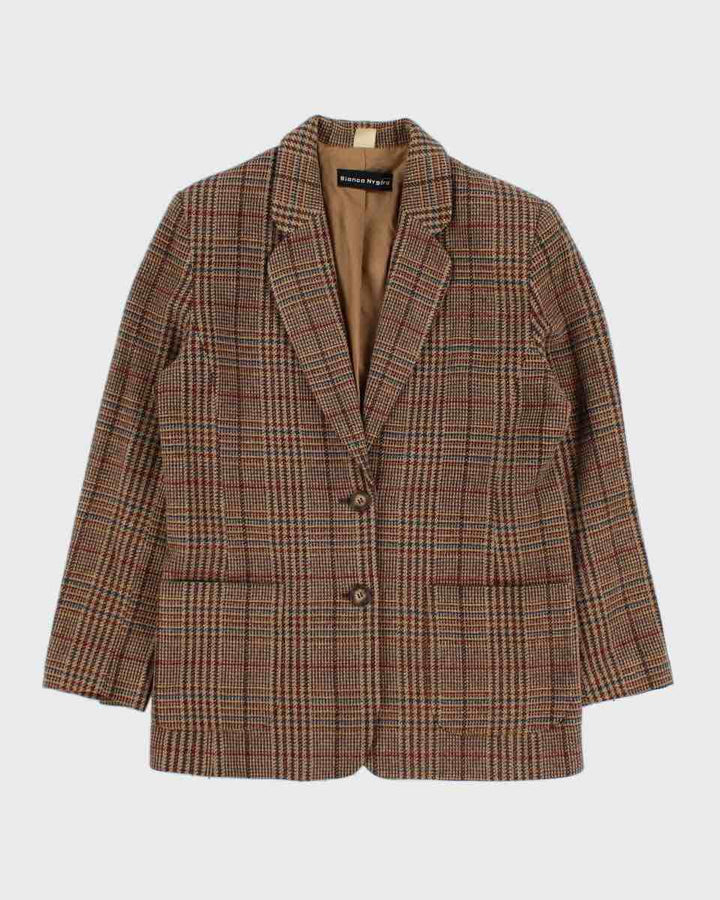 Vintage 90s Bianca Nygard Plaid Brown Blazer - S