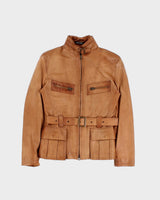 Vintage 80s Vera Pelle Brown Fitted Leather Jacket - XS/S
