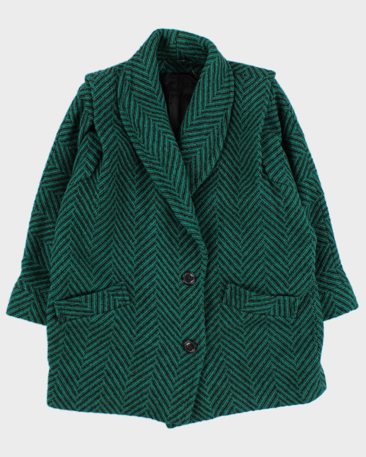 Vintage 80s Collection Elegante Thick Green Coat - L