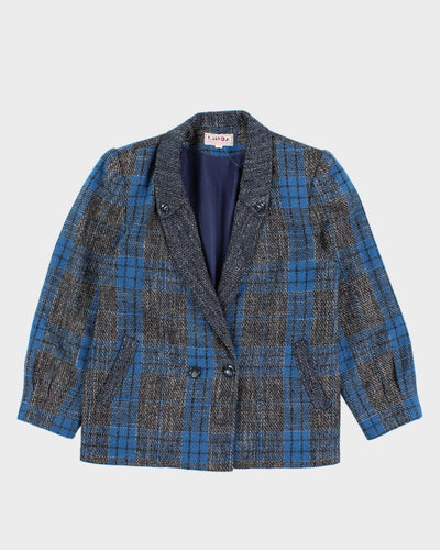 Vintage 80s Linda Blue Checked Blazer - S