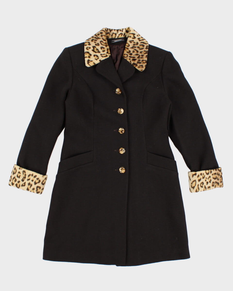 Abitale Wool Blend Leopard Print Coat - S