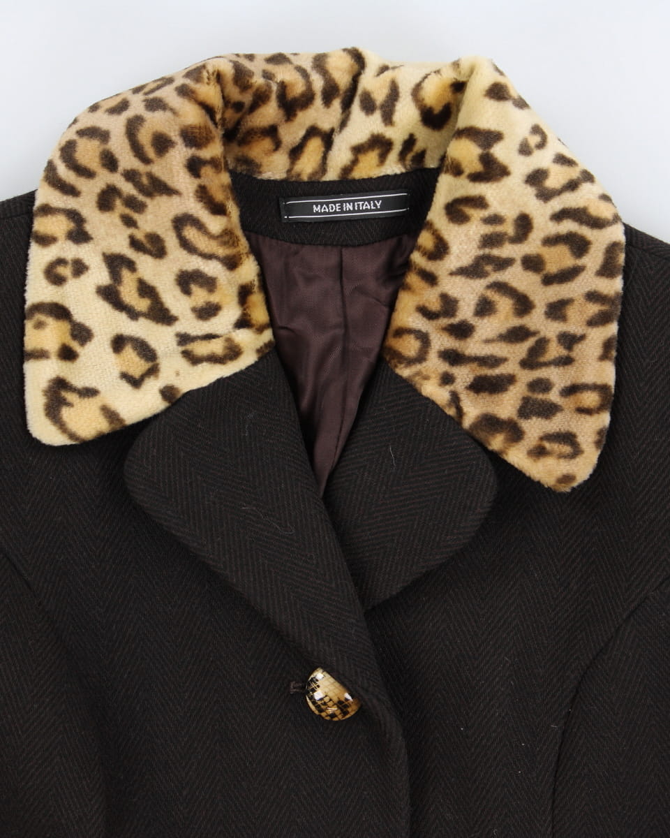 Abitale Wool Blend Leopard Print Coat - S
