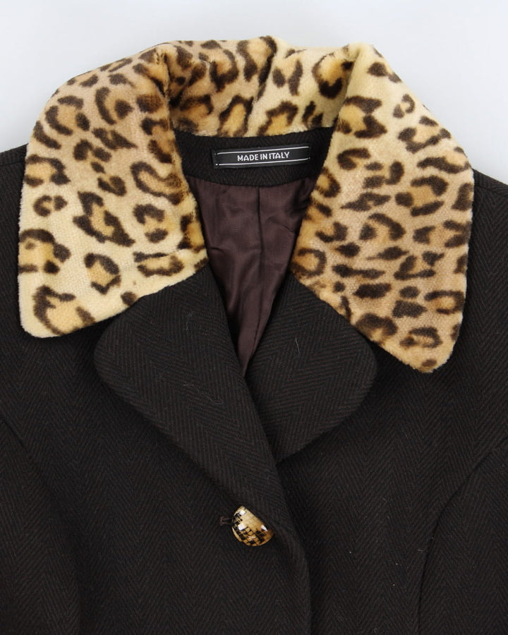 Abitale Wool Blend Leopard Print Coat - S