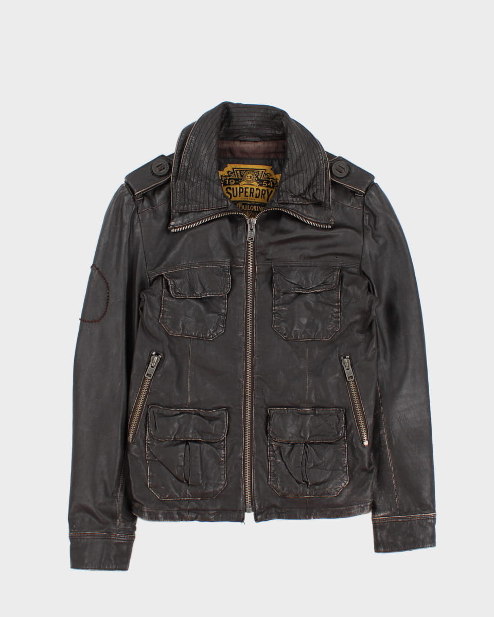 Superdry Leather Motorcycle Jacket - S