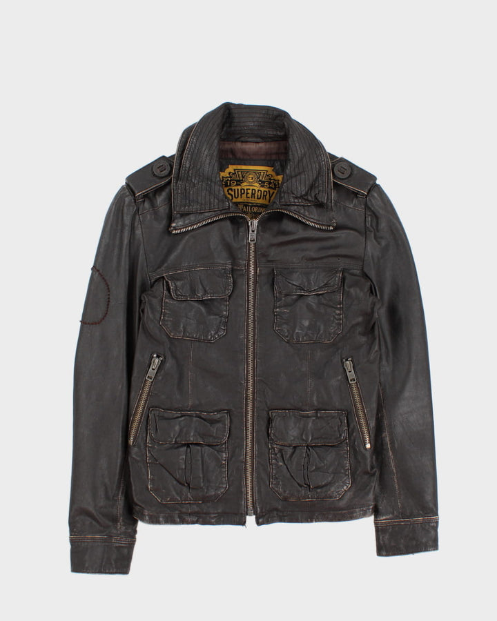 Superdry Leather Motorcycle Jacket - S