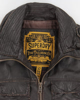 Superdry Leather Motorcycle Jacket - S