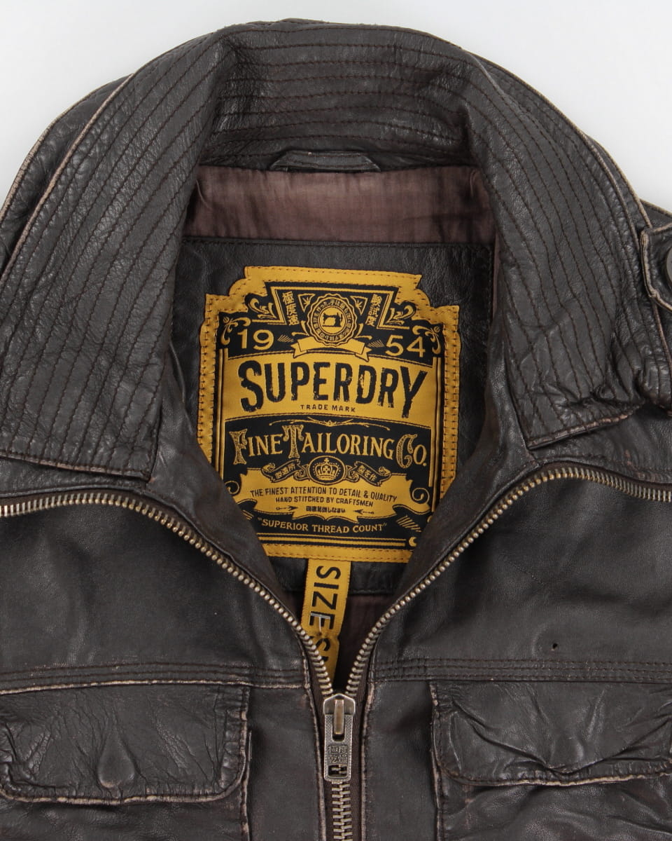 Superdry Leather Motorcycle Jacket - S