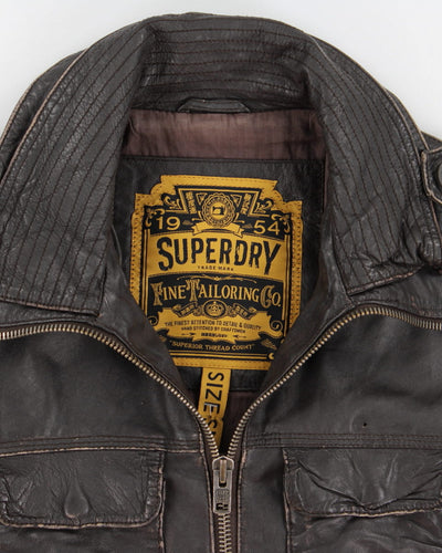 Superdry Leather Motorcycle Jacket - S