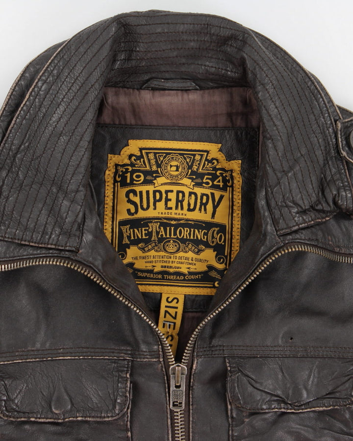 Superdry Leather Motorcycle Jacket - S
