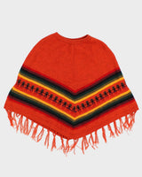 Vintage Orange Tasselled Poncho - O/S