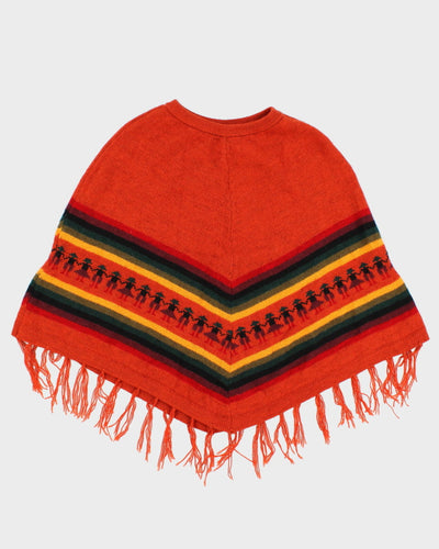 Vintage Orange Tasselled Poncho - O/S