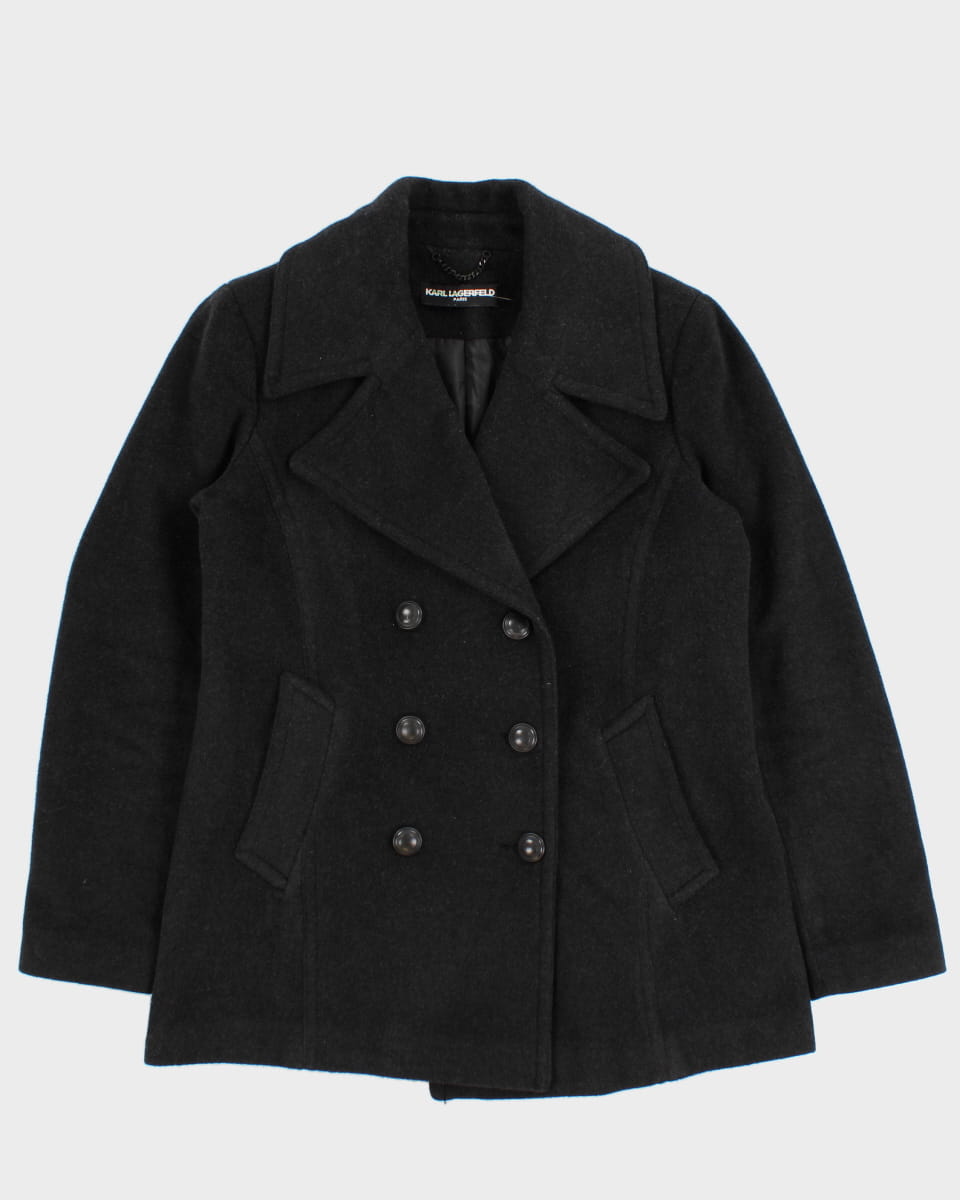 Karl Lagerfeld Charcoal Wool-Blend Overcoat - M