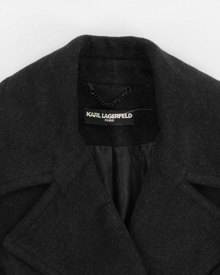 Karl Lagerfeld Charcoal Wool-Blend Overcoat - M