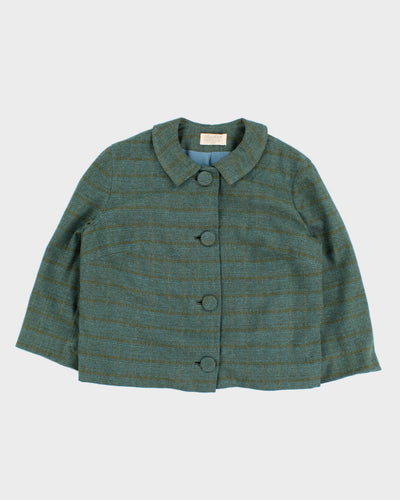 Vintage 60s Pendleton Green Plaid Collared Coat - S/M