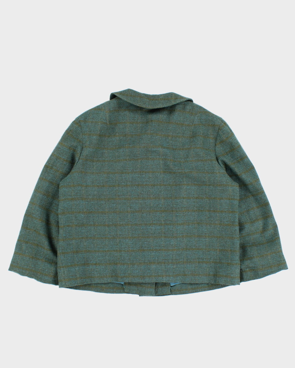 Vintage 60s Pendleton Green Plaid Collared Coat - S/M