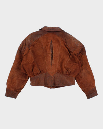 Vintage G-III Cropped Panelled Leather Jacket - M