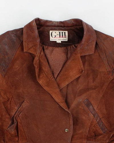 Vintage G-III Cropped Panelled Leather Jacket - M