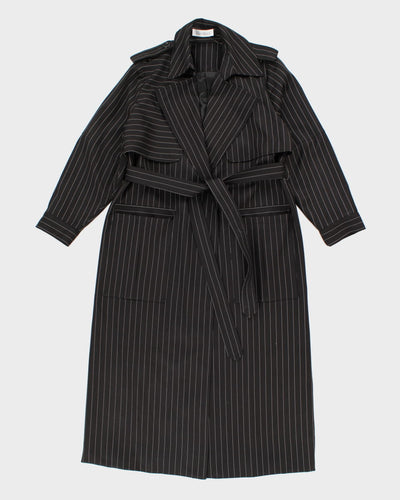 Vintage 00s Max Mara Women's Navy Stripe Coat - S