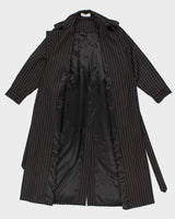 Vintage 00s Max Mara Women's Navy Stripe Coat - S