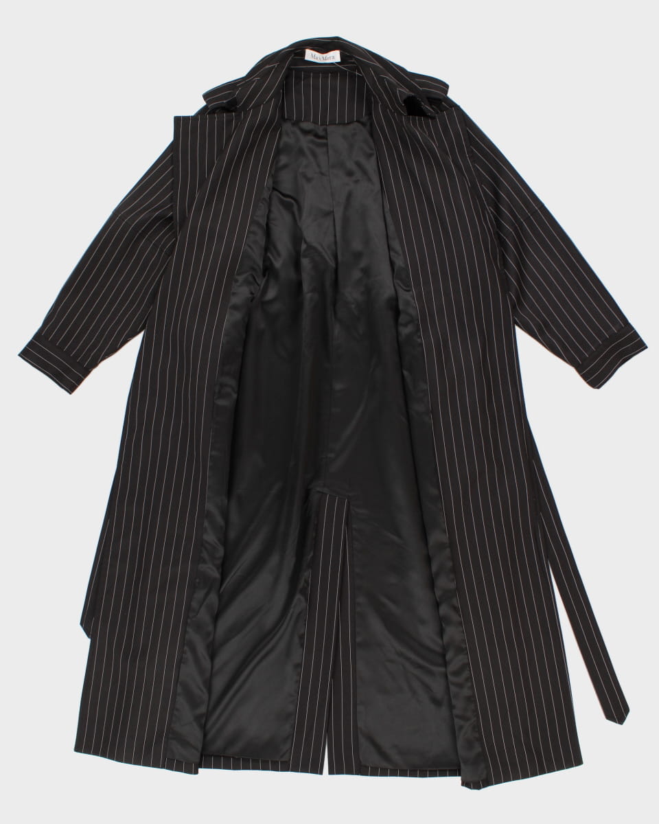 Vintage 00s Max Mara Women's Navy Stripe Coat - S