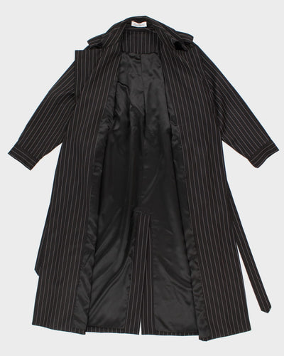 Vintage 00s Max Mara Women's Navy Stripe Coat - S