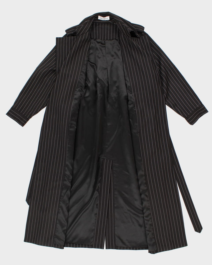 Vintage 00s Max Mara Women's Navy Stripe Coat - S