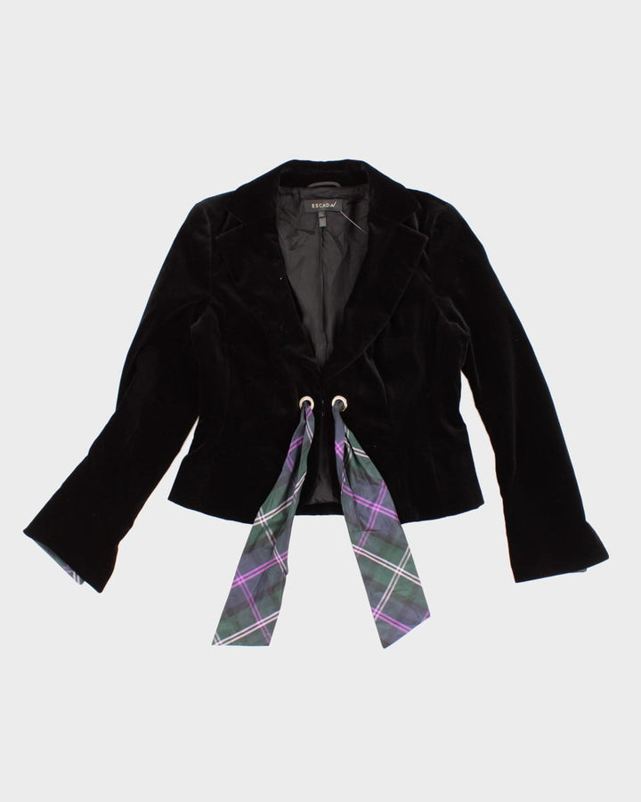 Escada Velvet Blazer With Tartan Belt - M