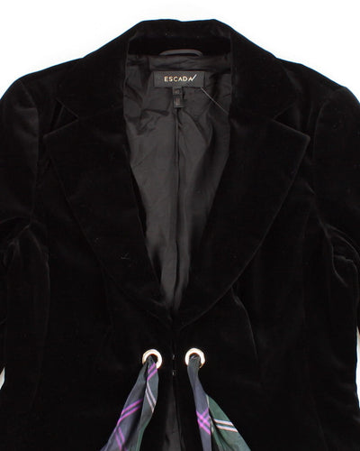 Escada Velvet Blazer With Tartan Belt - M