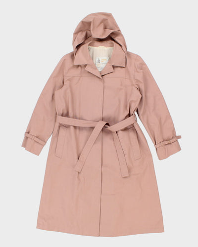 Vintage 80s London Fog Pink Hooded Coat - M