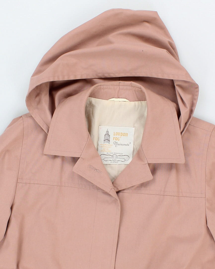 Vintage 80s London Fog Pink Hooded Coat - M