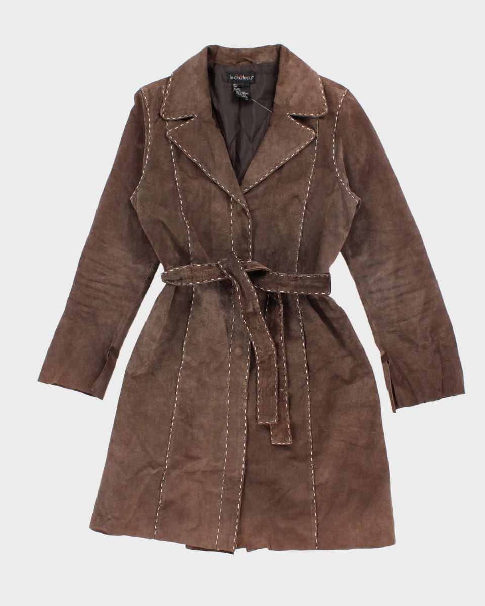 Vintage 90s Le Chateau Brown Suede Coat - XL