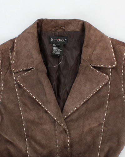 Vintage 90s Le Chateau Brown Suede Coat - XL