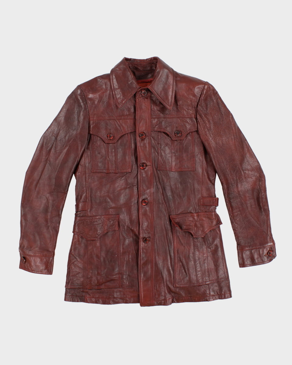 Vintage 70s Mac Mor Burgundy Leather Coat - M