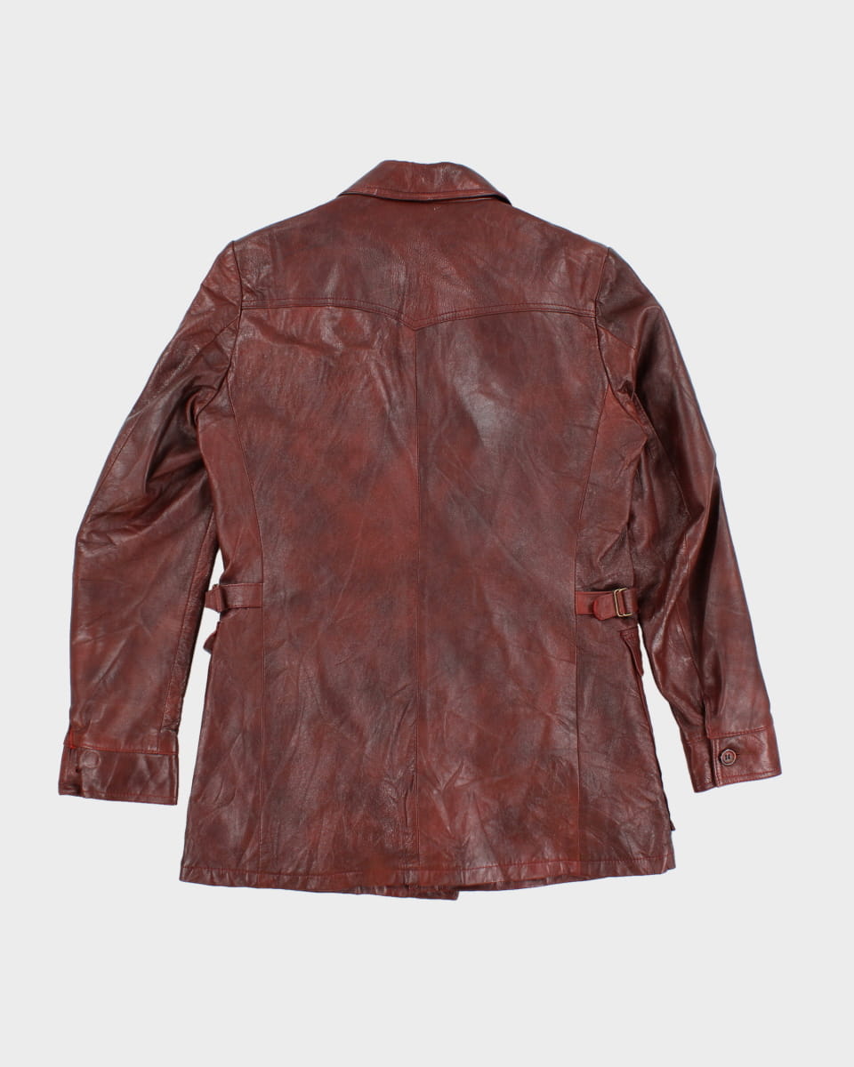 Vintage 70s Mac Mor Burgundy Leather Coat M Rokit