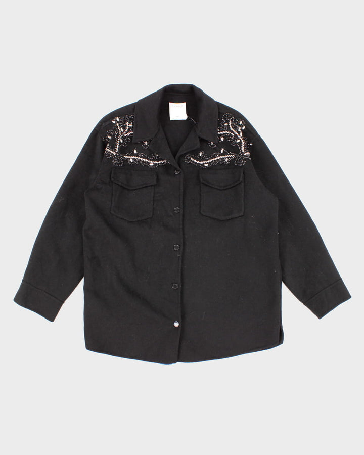 Sandro Felt and Rhinestone Heavy Shirt Jacket