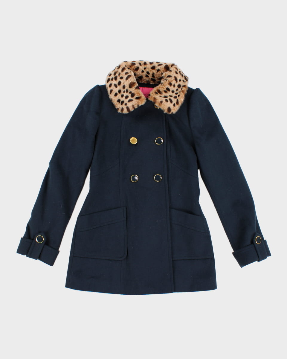 Y2K Women's Betsey Johnson Leopard Trim Coat - S M