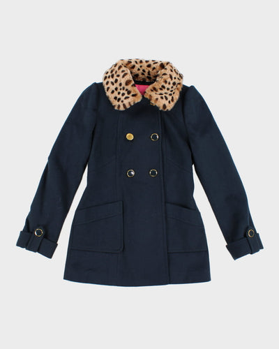 Y2K Women's Betsey Johnson Leopard Trim Coat - S M