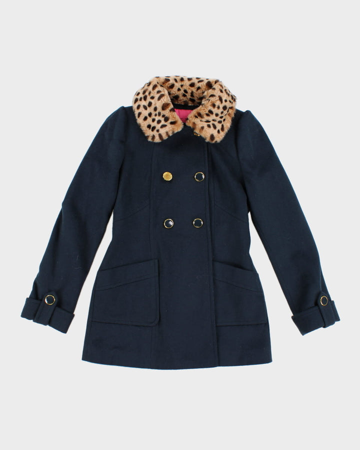 Y2K Women's Betsey Johnson Leopard Trim Coat - S M