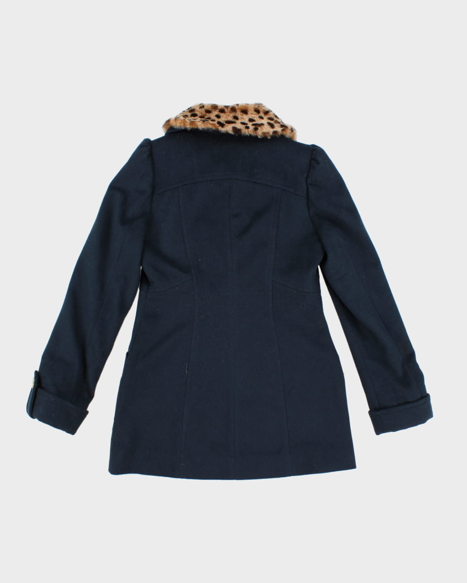 Y2K Women's Betsey Johnson Leopard Trim Coat - S M