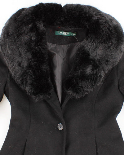 Vintage Ralph Lauren All Black Trim Coat - XS