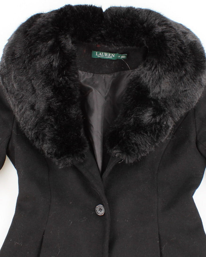 Vintage Ralph Lauren All Black Trim Coat - XS