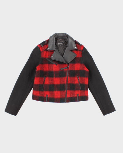 Women's Mackage Leather and Wool Blend Coat - M L