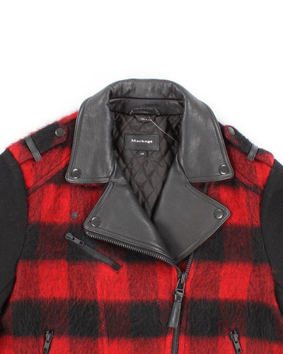 Women's Mackage Leather and Wool Blend Coat - M L