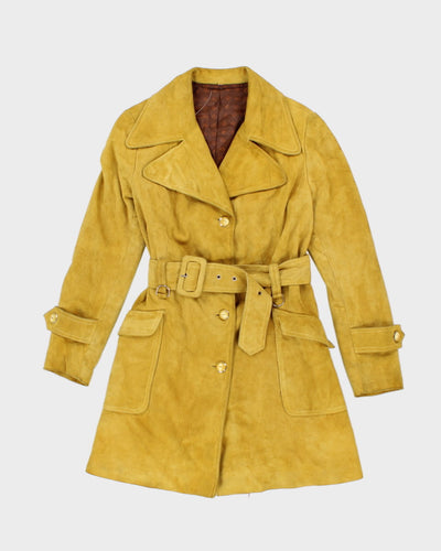 70's Yellow Leather Suede Coat - S M