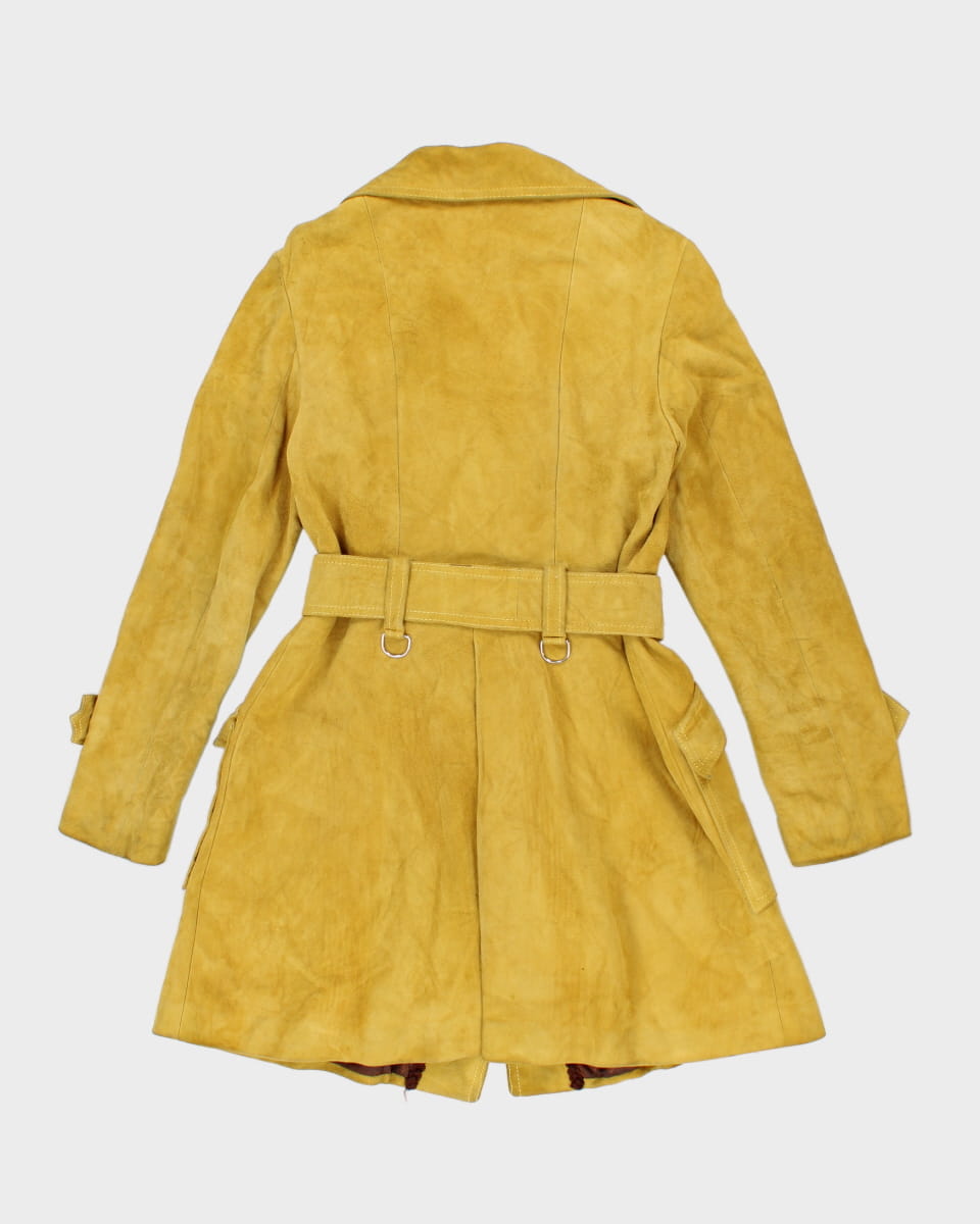 70's Yellow Leather Suede Coat - S M