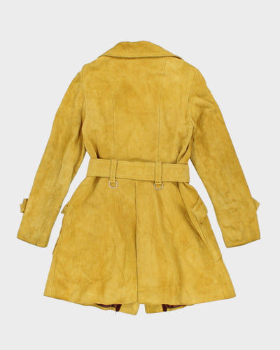 70's Yellow Leather Suede Coat - S M
