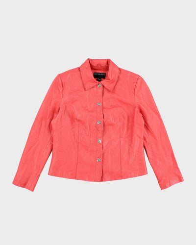 Vintage 90's Women's Pink Leather Jacket - M/L