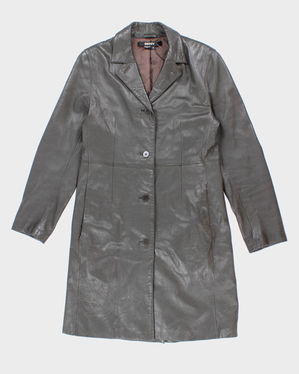 DKNY Dreamy Green Leather Coat - S