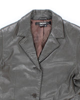 DKNY Dreamy Green Leather Coat - S