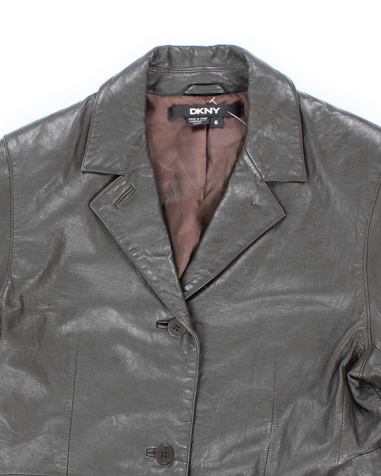 DKNY Dreamy Green Leather Coat - S
